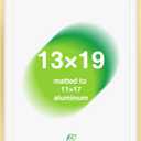 FrameWorks 13x19 Matted to 11x17 Picture Frame  Aluminum Frame w/Tempered Glass, Removable Mat for Photos, Posters, Art, Stylish Wall Frame for Home Decor, Gallery Walls, Office, Living Room - Gold