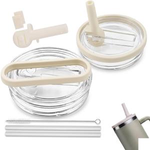 2 Pack Leakproof Detachable Straw Lid Replacement for Stanley Quencher H2.0 40 oz Tumbler, Spillproof Flip Straw Cover 40 oz, Easy Clean, Compatible with Stanley Lid