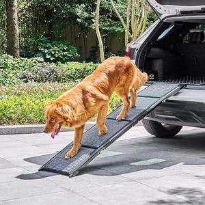 CO-Z Dog Ramp for Car, 67" Folding Pet Stairs for Large Dogs up to 200 lb, Non-Slip Rug Surface, Portable for SUV Truck Bed Couch, Indoor and Outdoor Use