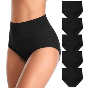 MISSWHO Underwear Women Cotton Stretchy Soft Panties FULL Coverage Comfortable Black Briefs For Ladies 4 Packs 2X-Large