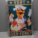 Retro Funny Swedish Chef Metal Tin Sign Vert Der Ferk Poster Vintage Metal Plaque Wall Decor Gift For Bathroom Restaurant Farm Bedroom Cafe School 8x12 Inch