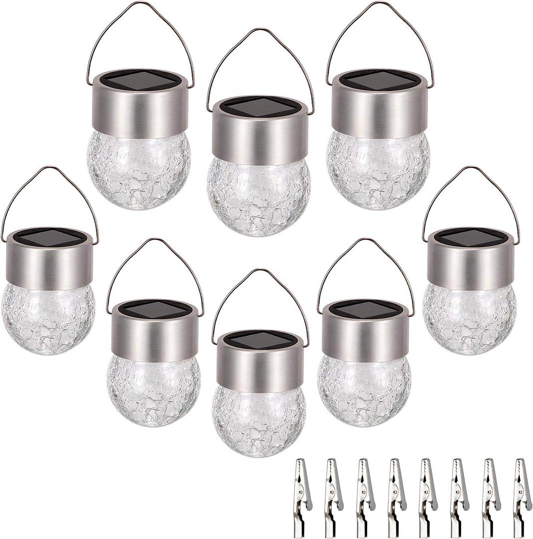 SUNWIND Hanging Solar Ball Lights Outdoor - 6 Pack Cracked Glass Decorative Garden Lights Waterproof Solar Lanterns for Yard, Patio, Fence, Tree, or Holiday Decoration(White)