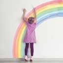 56"x64" Extra Large Rainbow Wall Stickers - Precut Vibrant Half Watercolor Decals, Eco-Friendly Water-Activated Gummed Art for Girls Nursery, Kids Bedroom, Living Room Decor