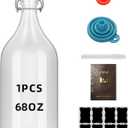 64oz Flip Top Glass Bottle 2 Liter Swing Brewing with Stopper for Beverages, Oil, Vinegar, Kombucha, Beer, Water, Soda, Kefir Airtight Lid & Leak Proof Cap Clear (clear 1 pc)