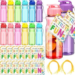 12 Pack Water Bottles for Kids School Bulk 18 oz Leakproof Reusable Sports Water Bottles Decorations End of The Year Gifts for Students from Teacher for Kids Graduation Classroom Prizes