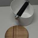 Reallnaive Espresso Knock Box with Walnut Lid for Coffee Grounds, Espresso Machine Accessory, Easy Disposal of Coffee Pucks, Removable Knock Bar(White,Round)