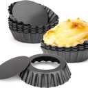 12 pcs Egg Tart Molds, 3" Mini Tart Pans Removable Bottom, Cupcake Cake Muffin Mold Tin Pan Baking Tool, Reusable Quiche Bakeware Carbon Steel for Pies, Quiche, Cheese Cakes, Desserts (3-inch Set of 12 Black)
