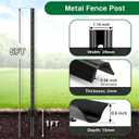 Gtongoko 10 Pack 5FT Heavy Duty Metal Fence Posts, Black U Channel No Dig Fence Stakes with Anchor Plate, 14 Gauge Steel Posts for Wire Fencing, Garden Protection, Animal Barrier, Yard & Farm Boundary, 5ft-10pack, Black