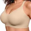 Vertvie Bras for Women No Underwire Wireless Push Up Seamless Full Coverage Comfort Sports Everyday Bra Regular & Plus Size (XX-Large Plus, Nude)