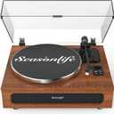 Record Player Retro Turntable for Vinyl Records All-in-One High Fidelity Vinyl Player Built-in 4 Stereo Speakers Phono Preamp Bluetooth Auto Stop MM Cartridge ATN3600L Vintage Brown