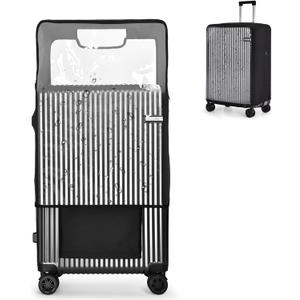 Oscart Luggage Cover Clear Travel Suitcase Protector - Transparent PVC Luggage Cover for 30 inch Suitcase (Black-NEW)