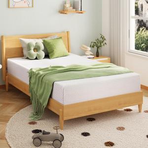 EGOHOME 6 Inch Twin Mattress for Kids, Memory Foam Mattress with Cooling Green Tea Gel, Relieve Pressure with Medium Firm Support, CertiPUR-US Certified, 75''L x 38''W, White
