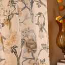 ISAENNE Vintage Beige Semi Blackout Curtains with Grommets,Floral and Bird Pattern Linen Home Decor Curtain for Kitchen Living Room Bedroom Window,2 Panels 53 Inches Wide by 79 Inches Long -Murad