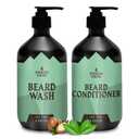 Striking Viking Beard Wash and Conditioner (Tea Tree & Biotin) - Paraben & Sulfate Free Cleansing Care for All Beard Types (10oz Per Bottle)