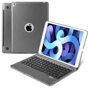 Wireless Bluetooth Keyboard Case for iPad 9th 8th 7th Gen 10.2'', iPad Air 3rd 10.5'', iPad Pro 10.5", Smart Wireless Keyboard Case 360 Full Protection Cover (Dark Grey)