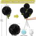 Briful Autumn Artificial Chrysanthemums Ball Flowers 6’’ Large Heads Mums Stems Black Fake Hydrangea Flowers Bouquet for Home Halloween Wedding Fall Decorations, Set of 4