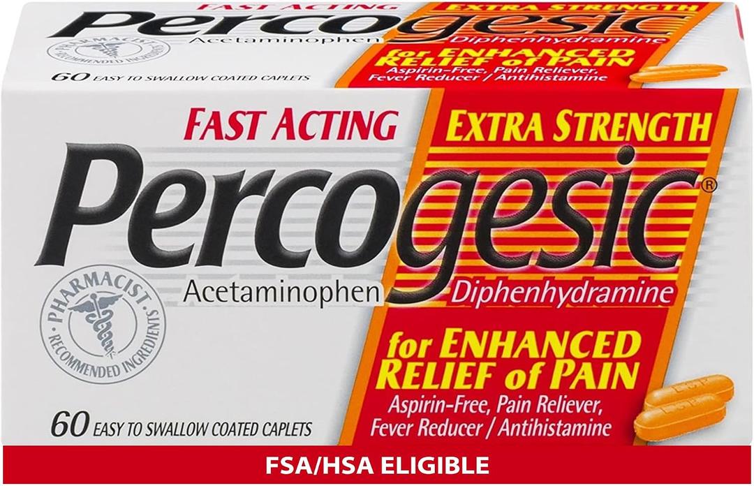 Percogesic Extra Strength Pain Relief, Dual Action Caplets, 60 Count