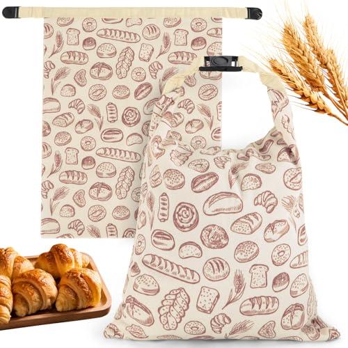 2 PACK Beeswax Sourdough Bread Bags for Homemade Bread, Reusable Cotton Beeswax Bread Bag Portable Waxed Storage All Natural Bees Wax Linen Bag Keep Fresh,13''×17'', 02