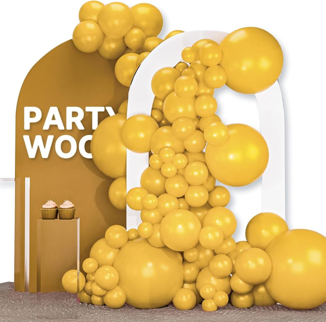 PartyWoo Mustard Yellow Balloons 120 pcs Different Sizes of 18 12 10 5 Inch Fall Color Yellow Balloon Arch Kit Garland for Graduation Thanksgiving Baby Shower Birthday Party Decorations Yellow-F57