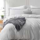 Hearth & Harbor Light Grey Duvet Cover Twin Size - 2 Piece Soft Double Brushed Bedding Set - Includes 1 Twin Duvet Cover with Button Closure 68x90 inches and 2 Pillow Shams