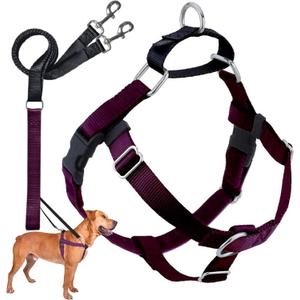 2 Hounds Design Freedom No Pull Dog Harness, Adjustable Harness and Leash Set, Easy Walking & Comfortable Control, Fits Small, Medium & Large Dogs, Solid Colors, Made in USA, 1" XL, Burgundy