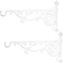 Sungmor Cast Iron Hanging Plant Bracket, 16.5" Large Outdoor Wall Plant Hangers, 2pcs White Heavy Duty Hanging Basket Hooks, Decorative Hooks for Flower Pot, Lantern, Wind Chime, Hummingbird Feeder