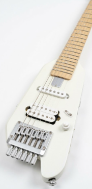 Donner HUSH-X Electric Guitar Kit - Featherlight Travel Guitar with Easy Assemble Stands, Great for Travel and Practice, Mahogany Solid Body, Gig Bag, All Accessories, Metallic White