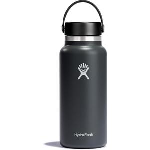 Hydro Flask Water Bottle - Insulated Stainless Steel - Wide Mouth Flex Lid, Non Spill, Leakproof and Refillable in 32 Oz Stone Gray