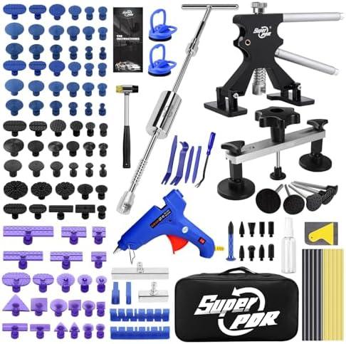 Super PDR Car Dent Repair Kit – Paintless Dent Puller Tool Set with 2 in 1 Slide Hammer, Glue Gun & New GlueTabs – No Paint Damage DIY Dent Remover for Door Dings, Hail, Hood & Fender Dents