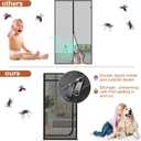 Upgraded Reinforced Pet Screen Door Thickened Cat Resistant Mesh Screen Door for Living Room, Bedroom, Patio, Dog Cat Scratch Proof Screen with Zipper Closure (Fits Door Size up to 36''x 82'', Black)