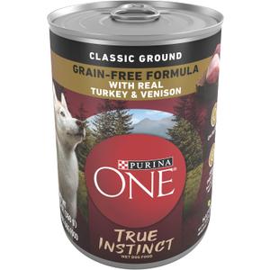 Purina ONE Wet Dog Food True Instinct Classic Ground Grain-Free Formula With Real Turkey And Venison High Protein Wet Dog Food - (Pack of 12) 13 oz. Cans (EXP 12/17/27)