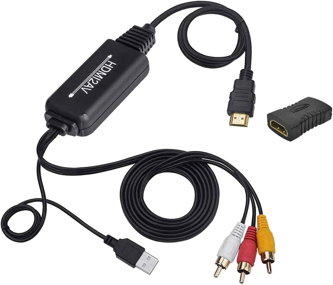 HDMI to RCA Cable, HDMI to RCA Converter Adapter Cable, 1080P HDMI to AV 3RCA CVBs Composite Video Audio Supports for Amazon Fire Stick, Roku, Chromecast, PC, Laptop, Xbox, HDTV, DVD