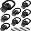 Eapele 1/2" D Rings Tie Down Anchors, Heavy Duty Steel Breaking Strength 12000 lbs, Surface Mount Hooks for Securing Cargo on Trailer, Trucks with Screws and Bolts (Black 8pcs)