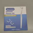 RAZOKO Reusable Dental Flosser Kit, Extra Strong Shred-Resistant Floss, for Hard to Reach Areas, PTFE & PFAS Free (2 White Handles + 240 Refills)