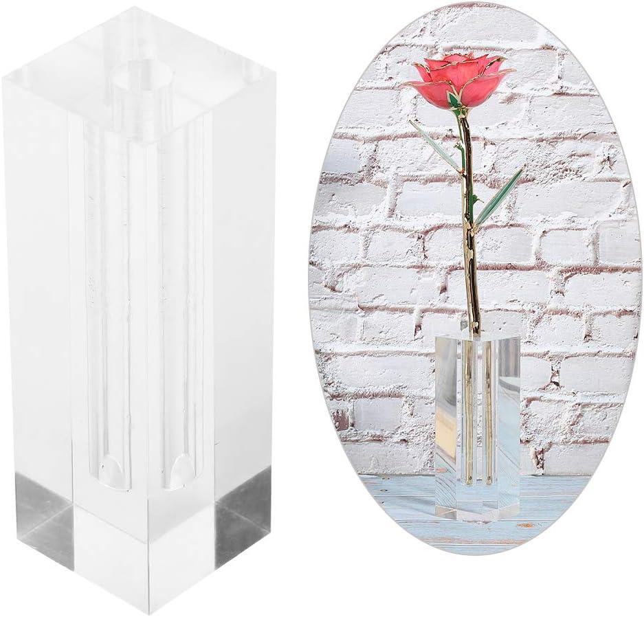 Glass Rose Holder Acrylic Rose Display Stand Acrylic Transparent Rectangular Rose Flower Base Acrylic Display Stand Home Room Decoration Ornament