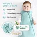 HAPIU Rayon Made from Bamboo Winter Baby Sleep Sack 2.5 TOG, 2-Way Premium Zipper, Warm Quilted Wearable Blanket (0-6 months, Sage)
