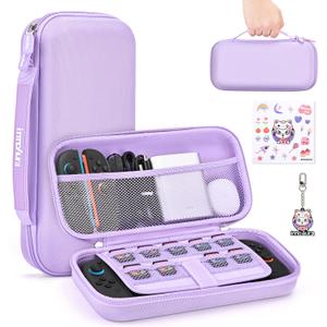 innoAura Switch 2 Carrying Case for NS Switch 2 (2025), with 9 Game Card Slots, Protective Travel Storage Case, Cute Pendant and Sticker, Purple