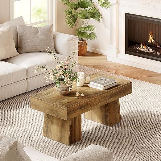 Tribesigns Round Coffee Table with Storage Space Metal Frame 2 Tier 80 x 80 x 45 cm Wood Grain Modern Living Room Center Table