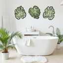 3 Pcs Palm Leaves Wood Wall Decor, Boho Tropical Jungle Plant Wall Art, Natural Leaves Wall Decor for Home Living Room Kitchen Bedroom Bathroom and Garden (Green)