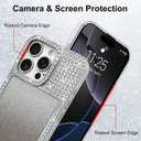 Compatible with iPhone 16 Pro Max Case, Glitter Diamond Crystal Rhinestone Cute Slim Electroplating Shiny Bling Sparkly Cover for Women Girls, Wireless Shockproof TPU Protective Phone Case, Silver