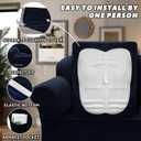 Sofa Slipcover with Armrest Pockets 3-Piece Set, Stretch Faux Leather Couch Cover for 2-Cushion Couches(Fits 72-92") - Non-Slip, Machine Washable, Pet & Kid Friendly - Navy