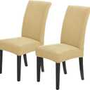 Joccun Chair Covers for Dining Room Set of 2,Dining Chair Slipcovers Stretch Dining Room Chair Covers Seat Protector,Washable Parsons Chair Cover for Home,Hotel(Parmesan,2 Pack)