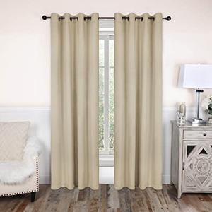 Superior Blackout Curtains, Room Darkening Window Accent for Bedroom, Sun Blocking, Thermal, Modern Bohemian Curtains, Leaves Collection, Set of 8 Panels, 8 Grommets, 52" x 108", Ivory