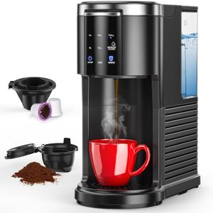 COWSAR Commercial Single Serve Coffee Maker, K Cup Coffee Brewer for Capsule and Ground Coffee, Capsule Coffee Machine with 40 Oz Water Tank, Instant-Heat, 5 Brew Sizes Up To 14 Oz, Black
