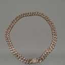 HIPBLING Cuban Link Chain for Women Diamond Miami Cuban Choker Necklace 12mm Pink Crystal Iced Out Chain Bling Hip Hop Jewelry for Womens Gift