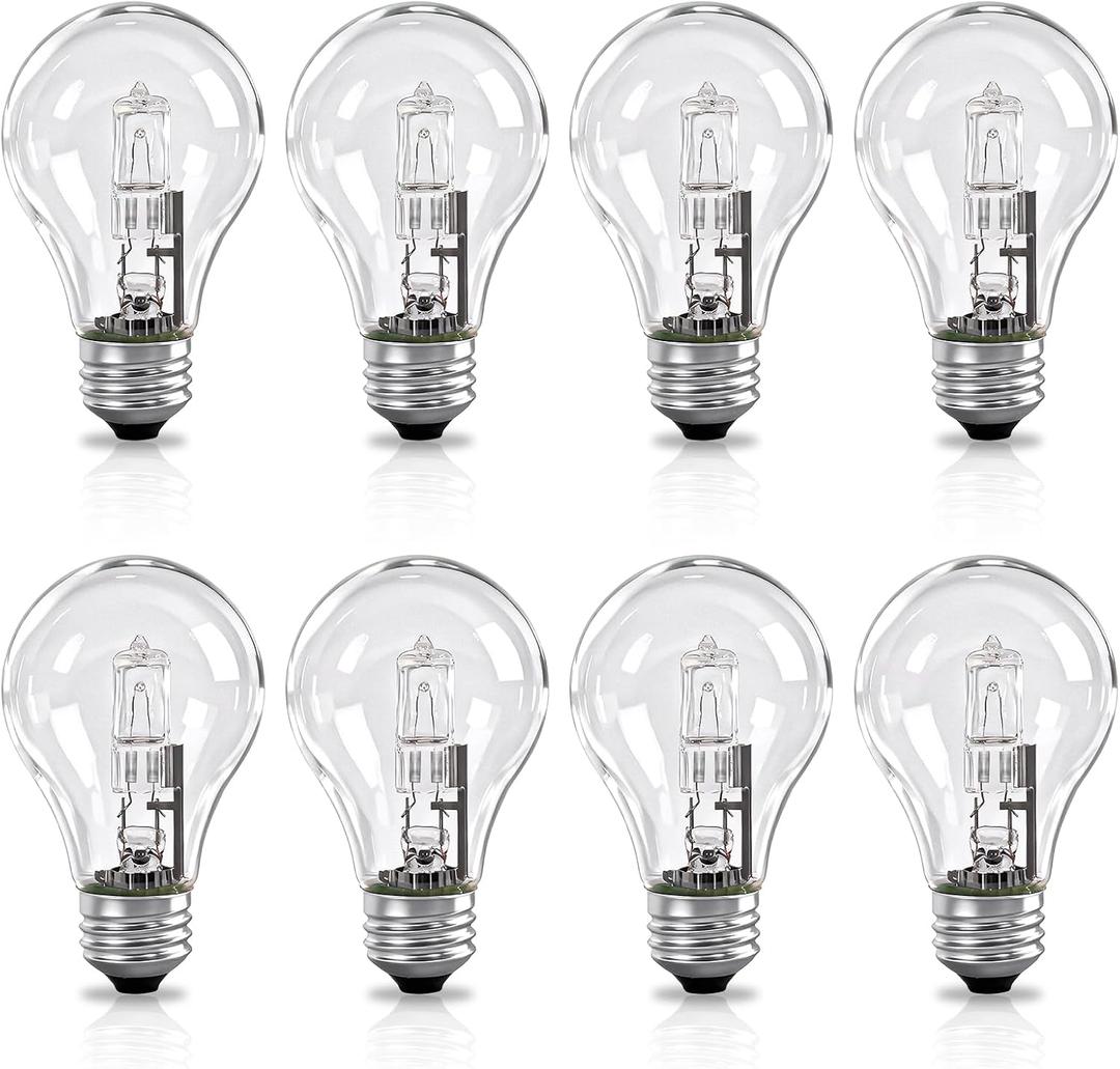 8 Pcs 043168787963 78796 Halogen Light Bulbs, 43W 120V Clear Dimmable A19 Bulbs with E26 Base, Fits for Bar Ceiling Light, Wall Lamp, Table Lamp Etc