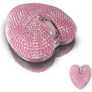 elec Space Wireless Bluetooth Mouse, Rechargeable Silent and Stylish Heart-Shaped Mouse for Laptop, PC - 10m Range (Pink)