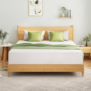 EGOHOME 14 Inch Queen Mattress, Memory Foam Mattress in a Box with Cooling Green Tea Gel, Relieve Pressure with Medium Firm Support, CertiPUR-US Certified, 80''L x 60''W, White