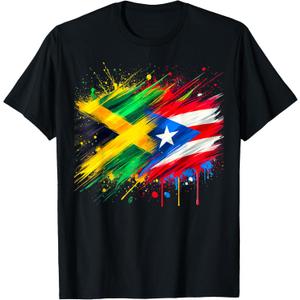 Jamaican Puerto Rican Rico Jamaica Latina Latino Flag T-Shirt Black XS