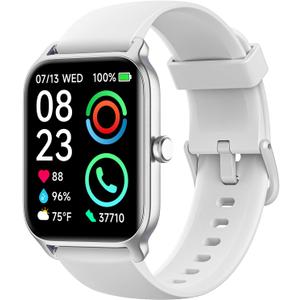 Fitpolo Smart Watch for Men Women with Bluetooth Call, Alexa Built-in 1.8" Blood Oxygen Heart Rate Sleep Fitness Watch, 100 Sports Modes Smartwatch, Activity Tracker for Android iOS Phone (White)